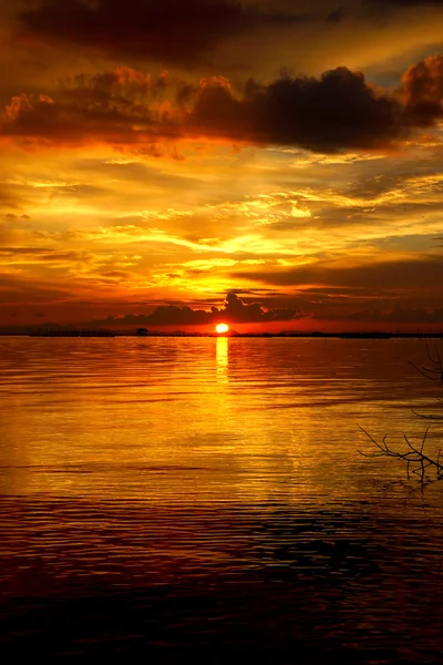 Puesta de sol en el crepúsculo. Hermosas nubes cielo dorado . — Foto de Stock