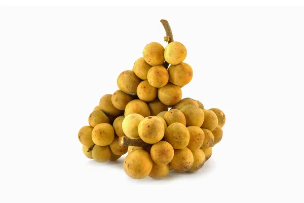 Thai fruit " long kong" ( Lansium domesticum Corr.) on white bac — Stock Photo, Image