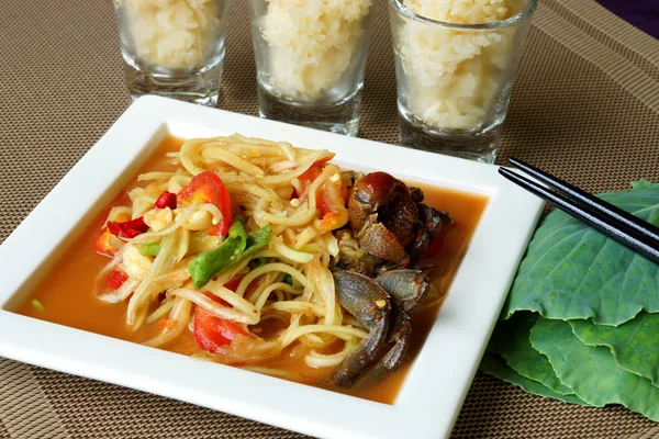 Thai Local cuisine "papaya salad". — Stock Photo, Image