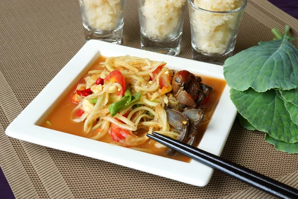 Thai Local cuisine "papaya salad". — Stock Photo, Image