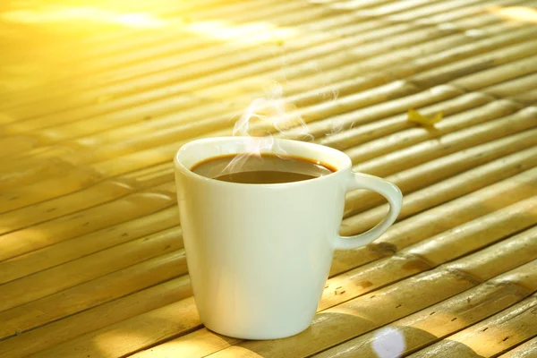 Morning coffee on the bamboo — Stock Photo, Image