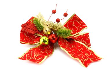 Dekoratif kırmızı yay altın gün Noel.