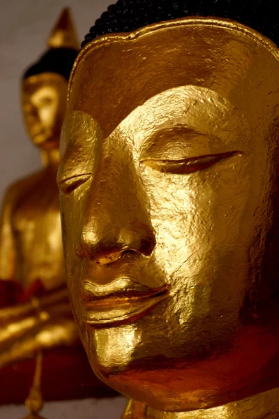 Close up shot of the smile Buddha's face — Stock Photo, Image