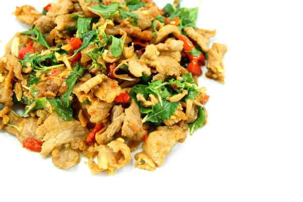 fesleğen kızarmış domuz. Tayland gıda.