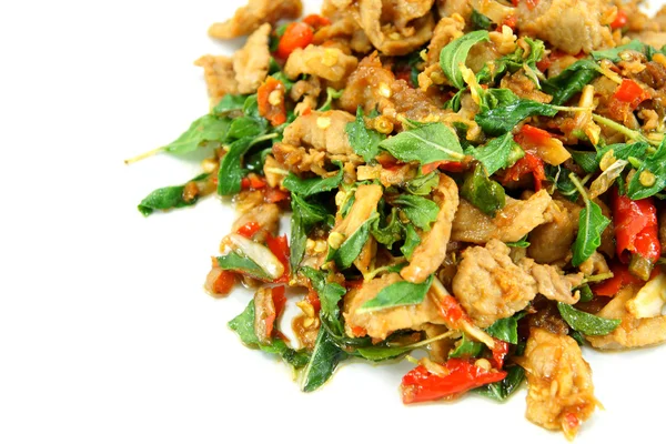 Basil fried pork. Thai food. — Stock Photo, Image