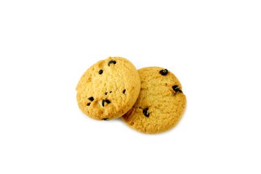 Mini çikolata Çerezler üzerinde beyaz izole küçük parça.