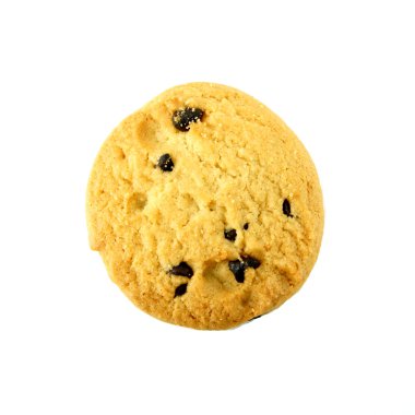 Mini çikolata Çerezler üzerinde beyaz izole küçük parça.