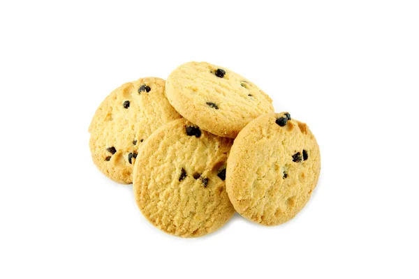 Mini biscuits aux pépites de chocolat isolés sur blanc — Photo