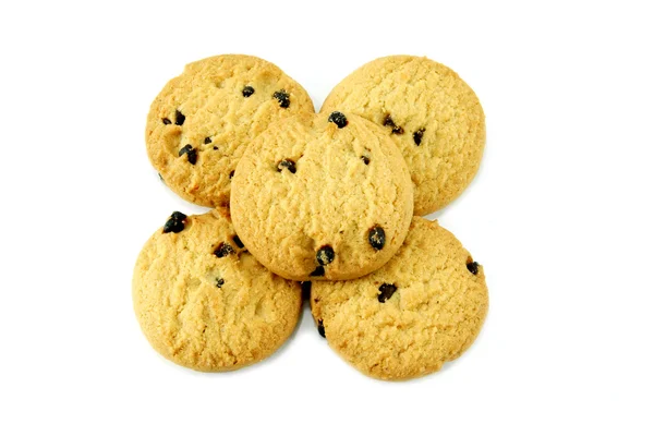 Mini Chocolate chips cookies isolated on white — Stock Photo, Image