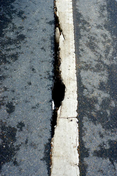 A road is being destroyed by a landslide — Stock Photo, Image