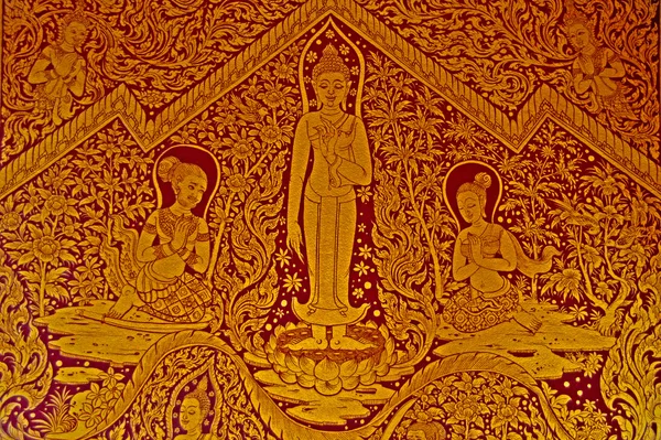 Siamese schilderij, tekening, in Thaise tempel — Stockfoto