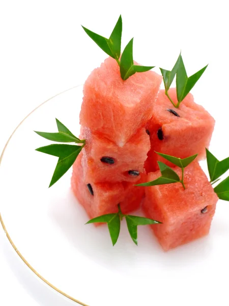 Watermelon cut into cubes. — Stock Photo, Image