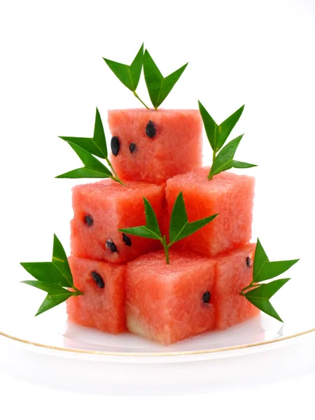 Watermelon cut into cubes. — Stock Photo, Image