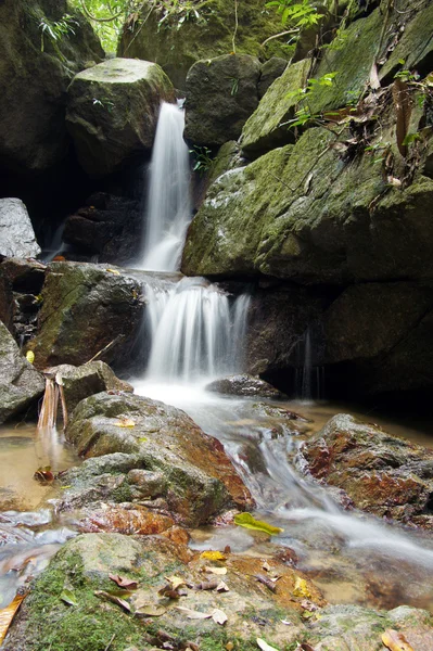 Mały wodospad i skały w lesie, Tajlandia — Zdjęcie stockowe