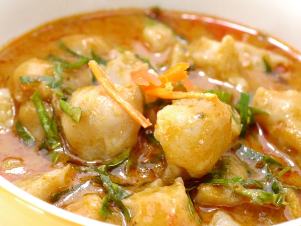 The Red curry with fish ball, Thai food. — Stock Photo, Image