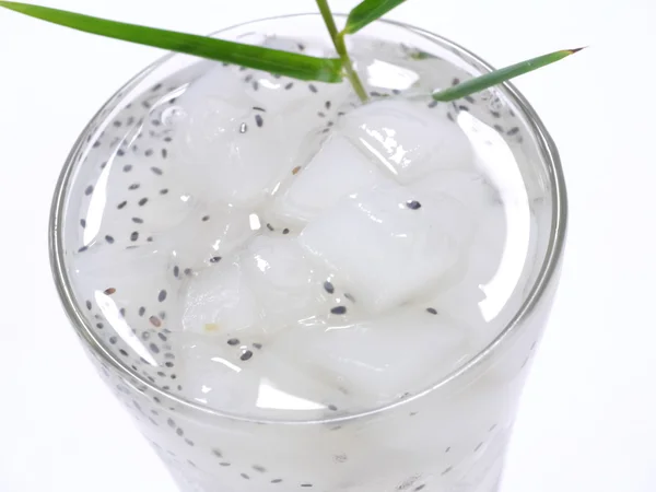 Toddy palm slice in syrup and Hairy Basil.(Dessert) — Stock Photo, Image