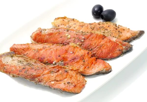 Salmon fried with spices. — Stock Photo, Image