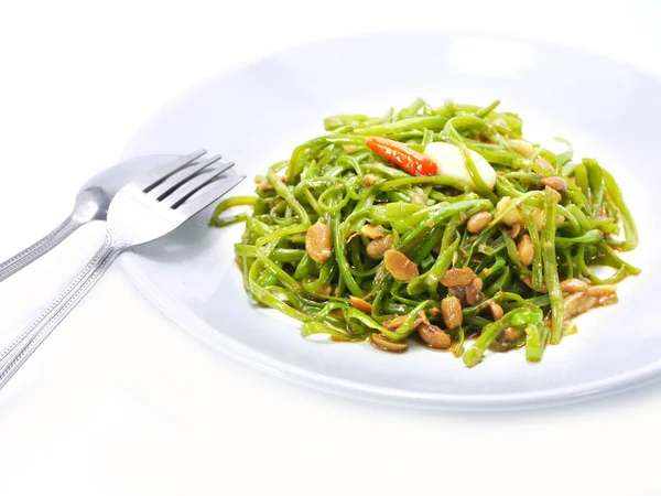 Thailand food, fried morning glory. — Stock Photo, Image