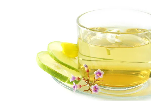 Flower tea mix honey and lemon. — Stock Photo, Image