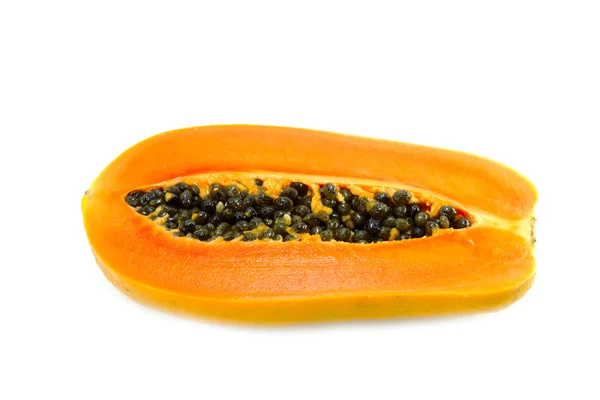 Świeże i dojrzałe papaja na białym tle — Zdjęcie stockowe
