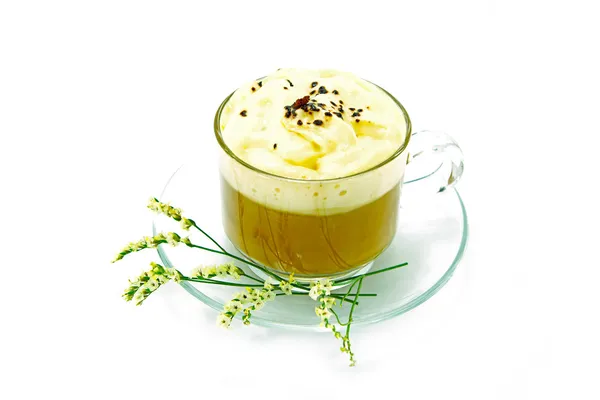 True Brazilian Arabica Coffee with whipped cream. — Stock Photo, Image