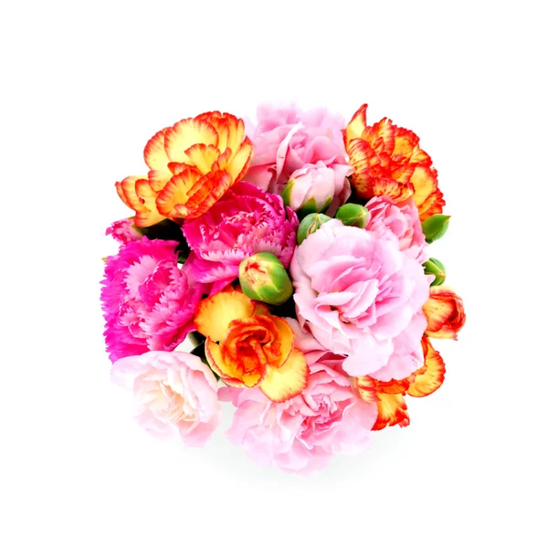 Smaller carnations on a white background for mother's day. — Stock Photo, Image