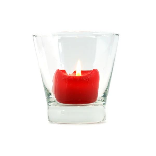 Rote Kerzen im Glasgeschirr. — Stockfoto