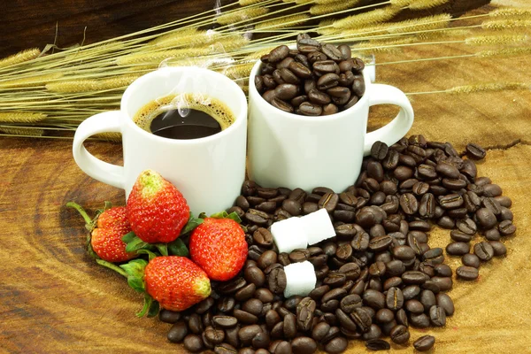 Świeżą kawę i palonych ziaren kawy — Zdjęcie stockowe