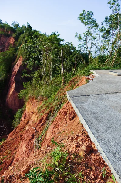 Road damage from the landslide — Stock Photo, Image