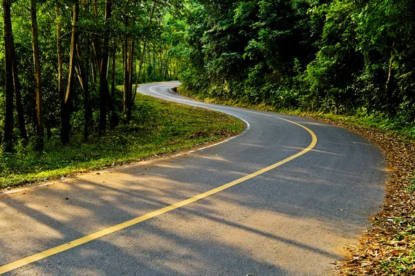 Slingrande väg gå till berget, i södra thailand — Stockfoto