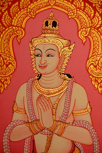 Traditional Thai painting art in temple. — Stock Photo, Image