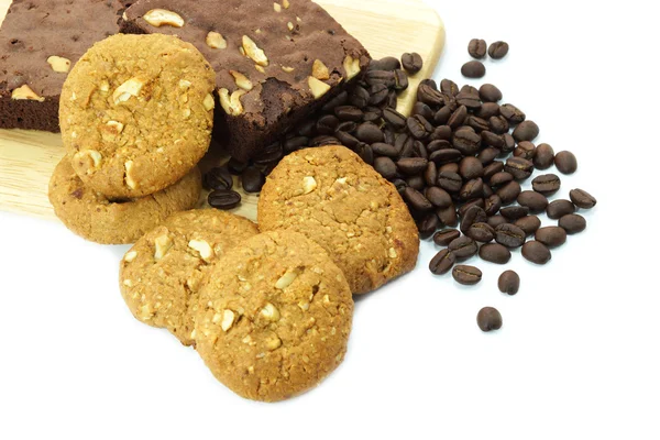 Brownies and cookies With coffee beans — Stock Photo, Image