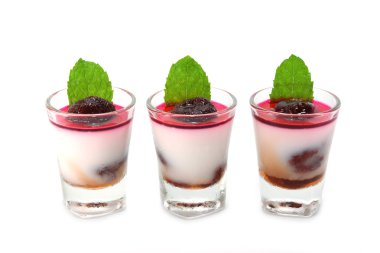 Agar dessert with Fruit and Mint leaves clipart