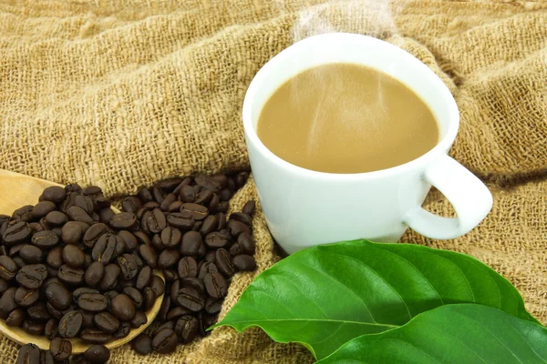 Coffee and coffee bean on Fabric handmade. — Stock Photo, Image