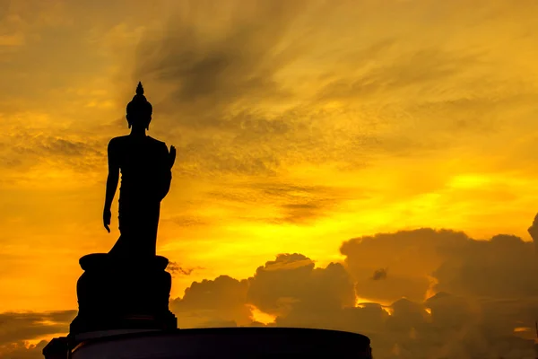 Black silhouette of Buddha statue, Thailand. — Stock Photo, Image