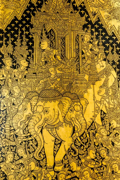 Starověké thajské vzor na stěně v Thajsku buddha chrám, asijské b — Stock fotografie