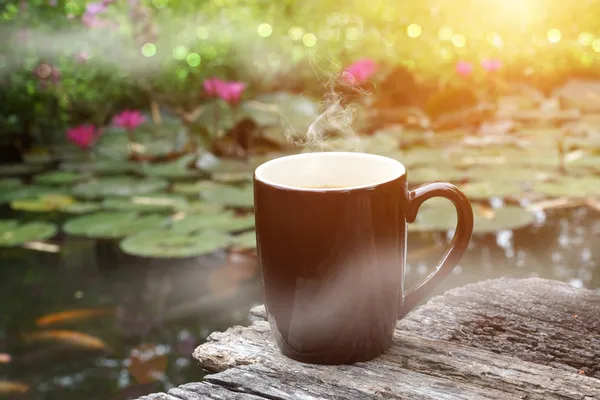 Morning coffee with dark glass. — Stock Photo, Image