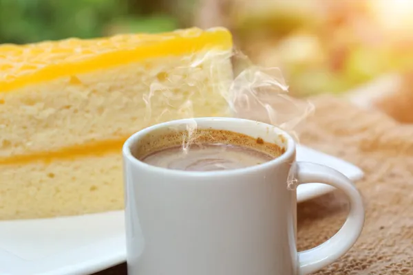 Espresso Coffee and cake. — Stock Photo, Image