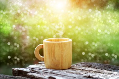 morning coffee with wood cup. clipart