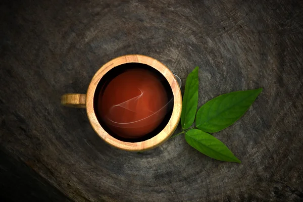 Morning coffee with wood cup. — Stock Photo, Image