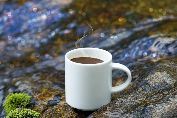 Refreshments and coffee on the rocks at the falls. — Stock Photo, Image