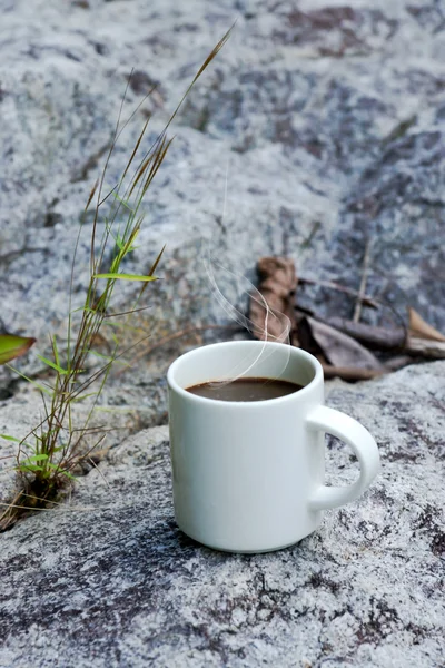 Refreshments and coffee on the rocks. — Stock Photo, Image