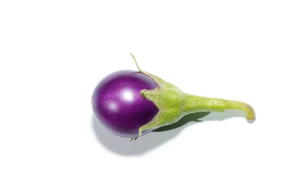 Закройте Фиолетовое Яйцо Белом Фоне Мягкой Тенью Научное Название Solanum — стоковое фото