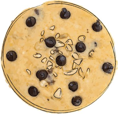 Beyaz arka planda ev yapımı kurutulmuş çikolatalı muzlu kurabiye..