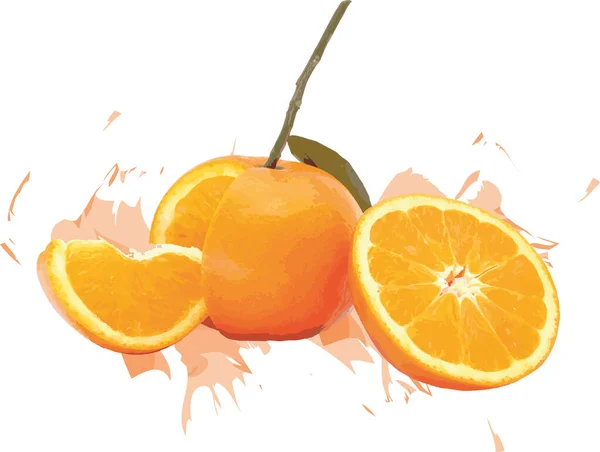 Abstrakt Von Orangen Früchten Auf Weißem Hintergrund Mit Farbausbreitung — Stockfoto