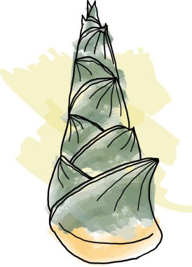 Bambu filizleri soyut çizgi beyaz arkaplan üzerinde renk pait ile