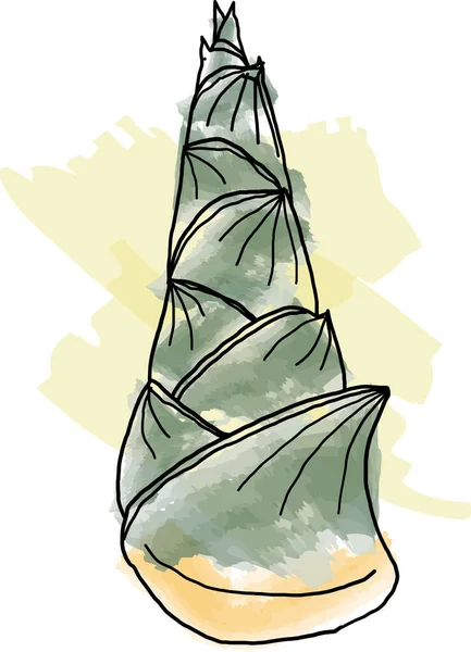 Bambu filizleri soyut çizgi beyaz arkaplan üzerinde renk pait ile