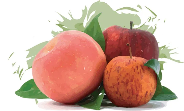 Renk Arkaplanı Üzerinde Yaprak Olan Kırmızı Elma Özeti — Stok fotoğraf