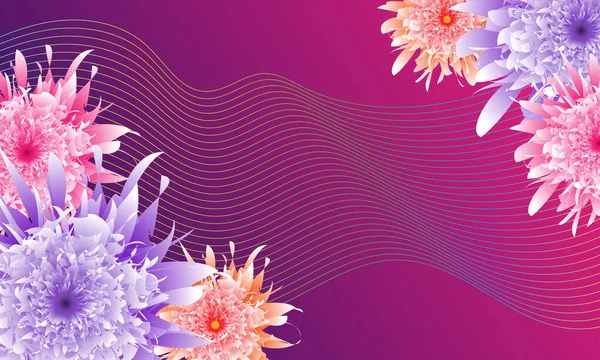 Abstract Flower Wave Line Pink Background — ストックベクタ