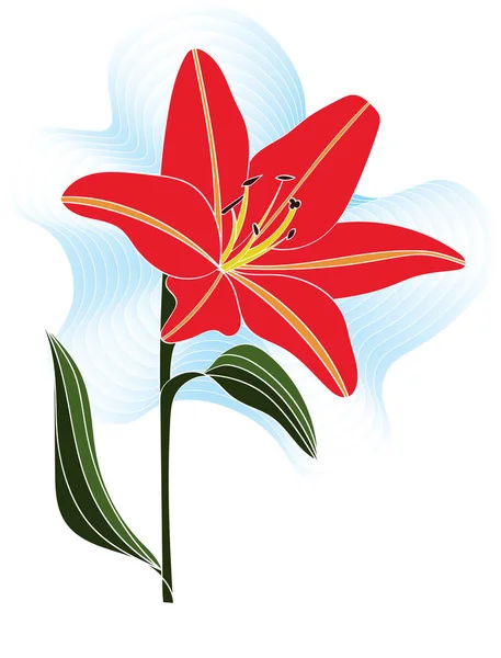 Abstract Red Lilly Flower Soft Blue Background — Archivo Imágenes Vectoriales